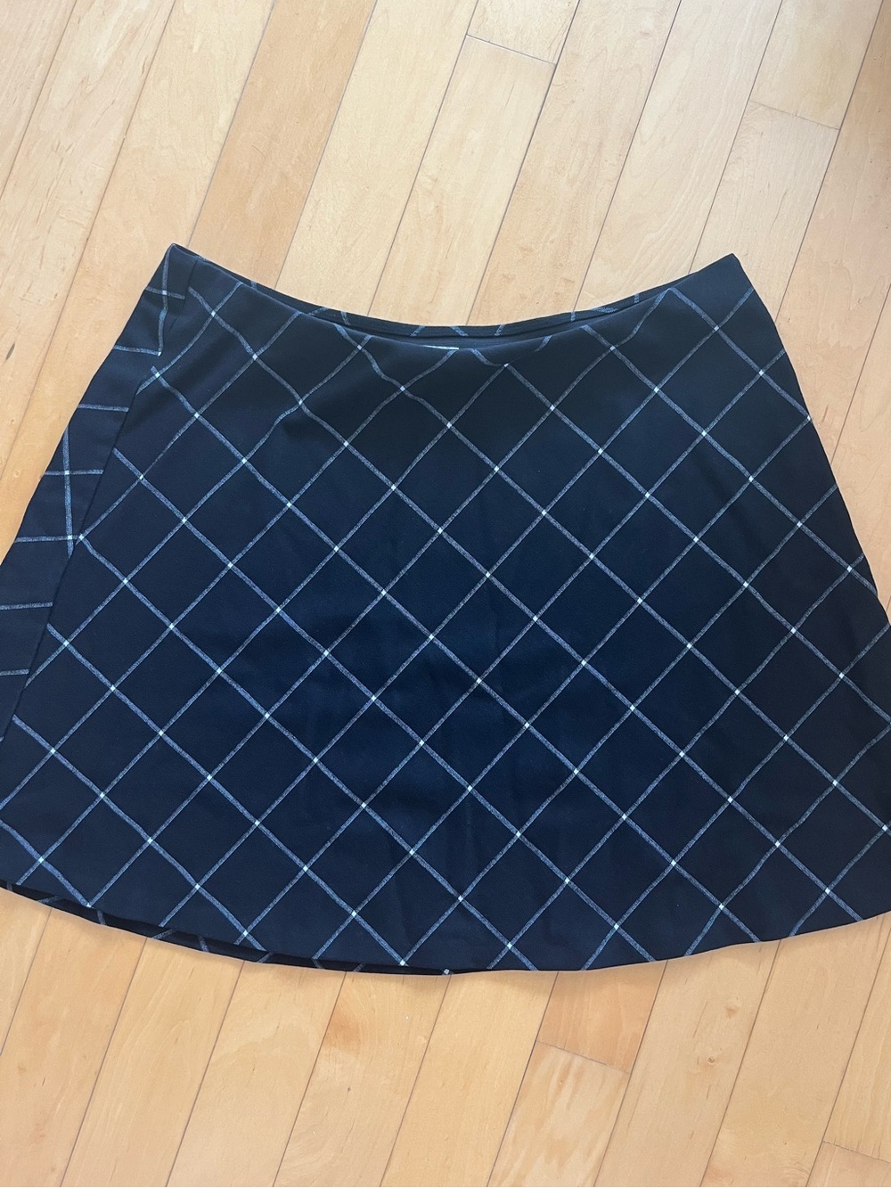 LOFT Black A-Line Skirt with Gray Windowpane